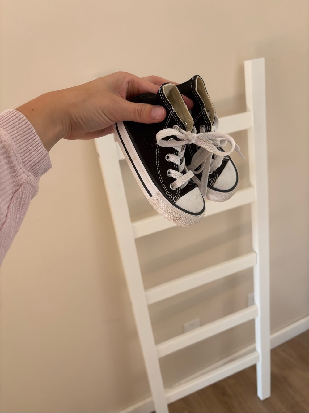 Black Low-Top Kids Canvas Sneakers with White Trim